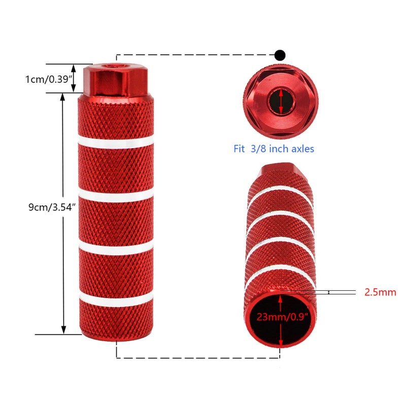 OUTLEYNY Bike Pegs, 3/8 inch - 26 Teeth Aluminum Alloy Bike Pegs Anti-Skid Foot Pedals BMX Pegs Rear Axles Stunt Pegs 2Pcs - Image 3